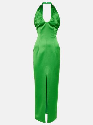 Saténové midi šaty Rasario zelené