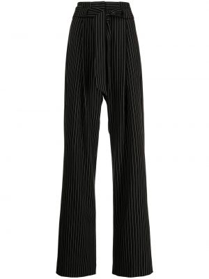 Plisirane hlače s črtami Michelle Mason črna