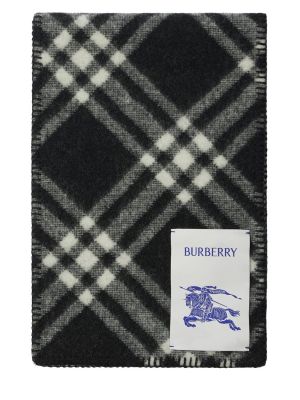 Kockovaný vlnený šál Burberry čierna