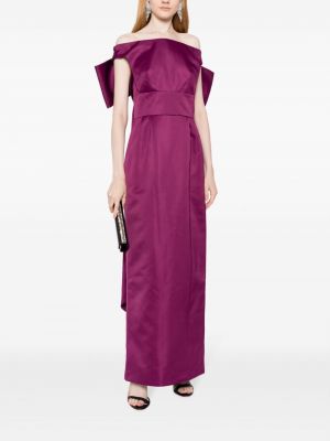 Hedvábné večerní šaty s mašlí Huishan Zhang fialové