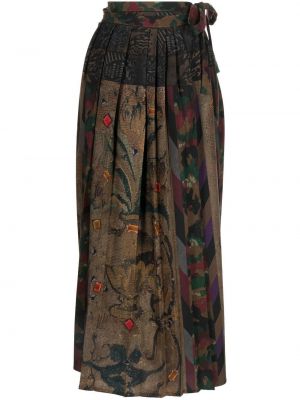 Plisované dlouhá sukně s potiskem Pierre-louis Mascia hnědé