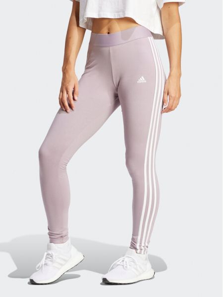 Leggings slim fit cu dungi Adidas roz