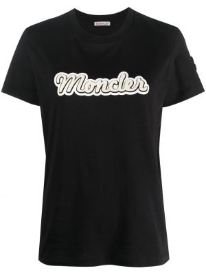 Bavlnené tričko s potlačou Moncler čierna