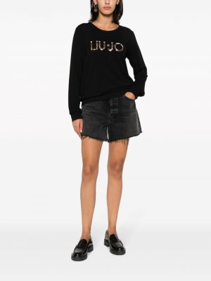 Pailletten sweatshirt mit rundem ausschnitt Liu Jo schwarz