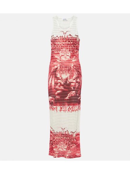 Pruhované bavlnené dlouhé šaty s potlačou Jean Paul Gaultier