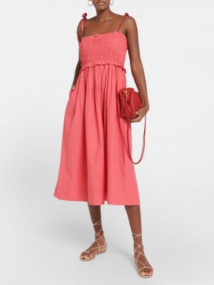 Bavlněné midi šaty Ulla Johnson růžové