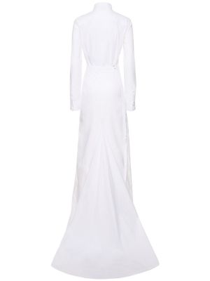 Bavlněné dlouhé šaty Ann Demeulemeester bílé