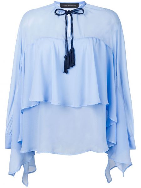 Блузка с драпировкой Christian Pellizzari, синяя
