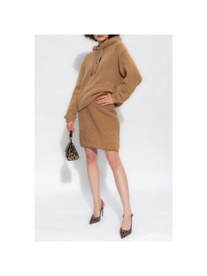 Minigonna a vita alta di cachemire in lana d'alpaca Dolce & Gabbana marrone