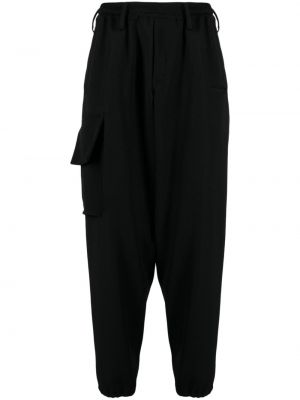 Μάλλινο παντελόνι cargo με τσέπες Yohji Yamamoto μαύρο