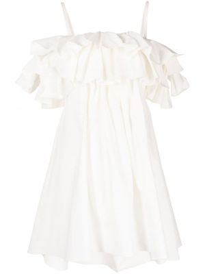 Sukienka koktajlowa z falbankami Goen.j biała
