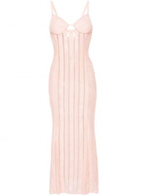 Krajkové dlouhé šaty Charo Ruiz Ibiza růžové