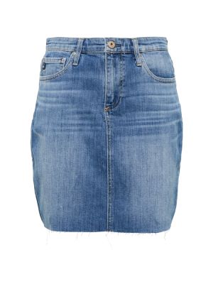 Džínsová sukňa s vysokým pásom Ag Jeans modrá
