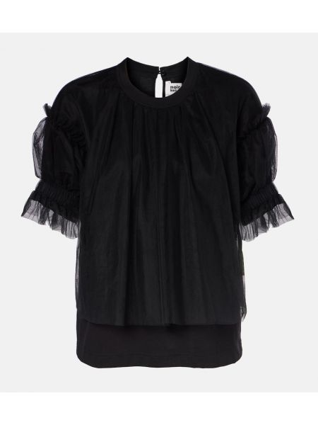 Ruffle bomull topp Noir Kei Ninomiya svart