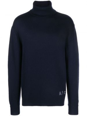 Volneni pulover s potiskom A.p.c. modra