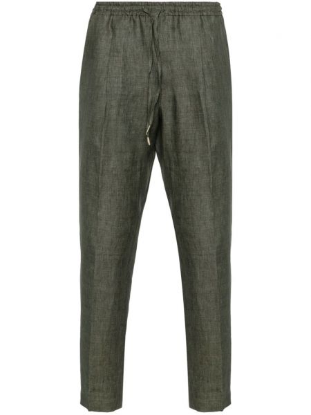 Lanene hlače ravnih nogavica Briglia 1949 zelena