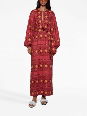 Midi šaty s výšivkou Johanna Ortiz červené