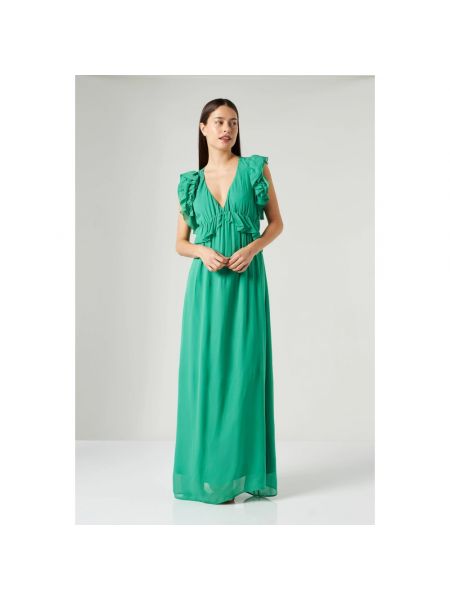 Sukienka długa z falbankami Liu Jo zielona