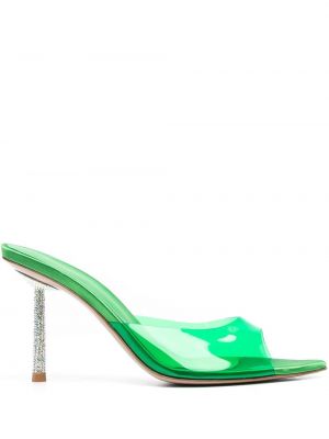 Papuci tip mules cu toc de cristal Le Silla verde
