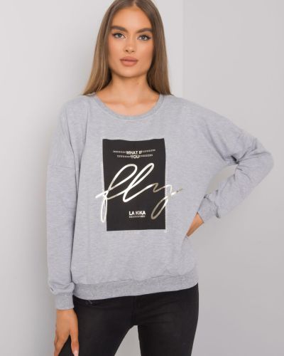 Melanžinis džemperis su gobtuvu Fashionhunters pilka
