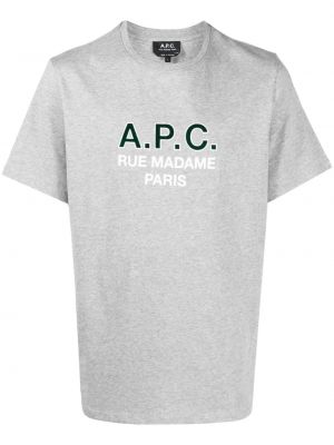 Bavlnené tričko s potlačou A.p.c. sivá