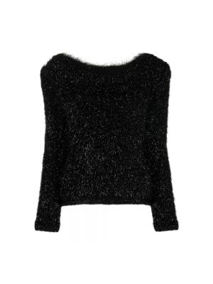 Czarny sweter z okrągłym dekoltem Alberta Ferretti