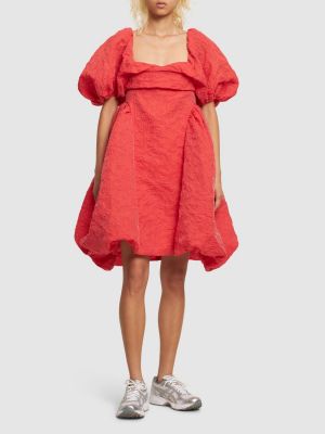 Sukienka bawełniana z rękawami balonowymi Cecilie Bahnsen czerwona