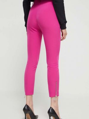 Jednobarevné kalhoty s vysokým pasem Moschino Jeans růžové