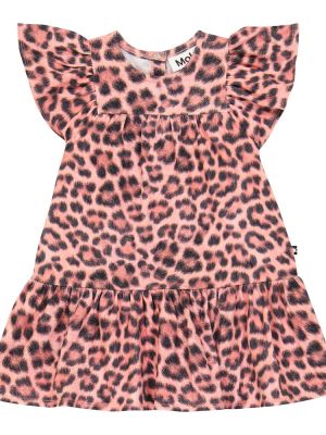 Leopard trykt bomull dress for jenter Molo rosa