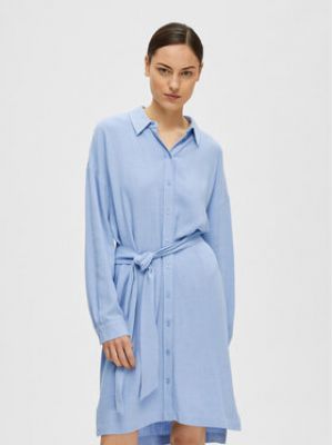 Robe chemise large Selected Femme bleu