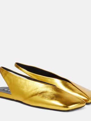 Usnjene balerinke z odprtimi petami Jil Sander zlata