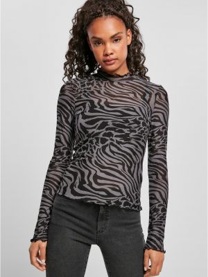Tīkliņa džemperis ar augstu apkakli ar garām piedurknēm Uc Ladies melns
