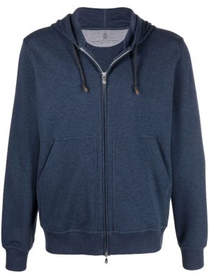 Sudadera con capucha con cremallera Brunello Cucinelli azul