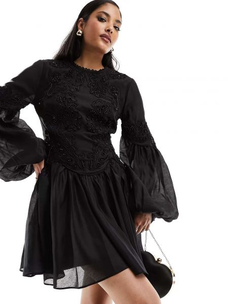 Платье мини с высоким воротником Asos черное