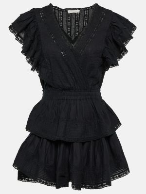Bavlněné mini šaty Loveshackfancy černé