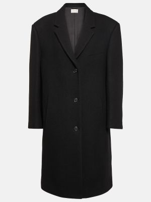Oversized vlnený kabát The Row čierna