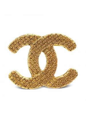 Broška iz tvida Chanel Pre-owned zlata