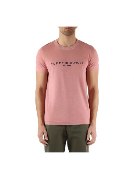 Slim fit t-shirt aus baumwoll Tommy Hilfiger pink
