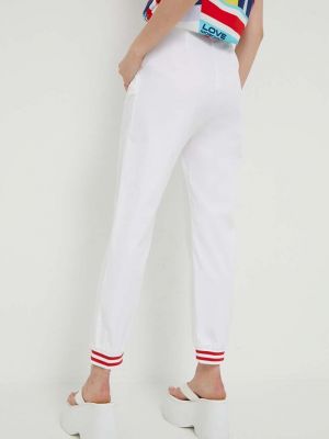 Jednobarevné kalhoty s vysokým pasem Love Moschino bílé