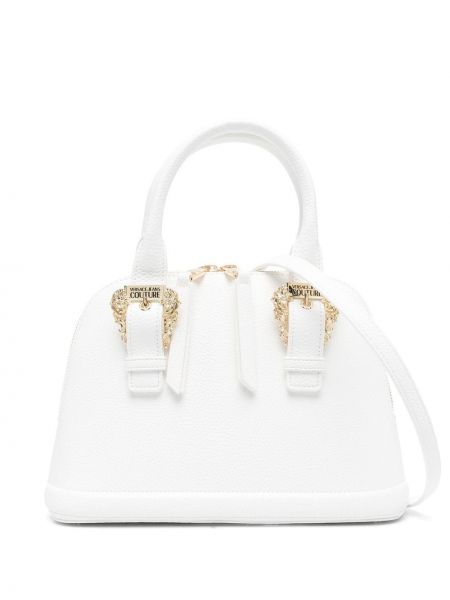 Kožna shopper torbica Versace Jeans Couture bijela