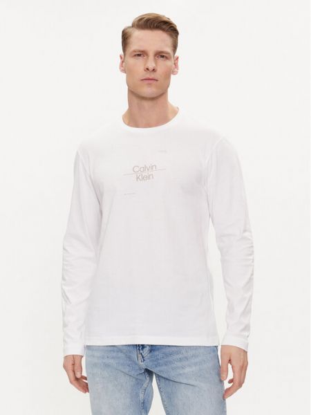 T-shirt a maniche lunghe Calvin Klein bianco