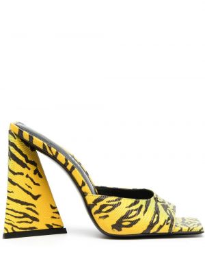 Papuci tip mules cu imagine cu model leopard The Attico galben