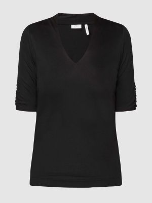 Koszulka z wiskozy z dekoltem w serek S.oliver Black Label czarna