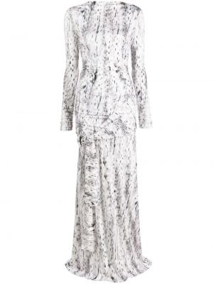 Sukienka długa z nadrukiem w abstrakcyjne wzory Msgm szara