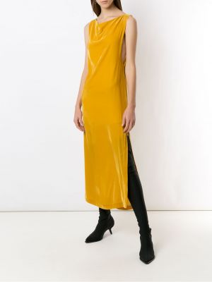 Vestido largo ajustado de terciopelo‏‏‎ Olympiah amarillo
