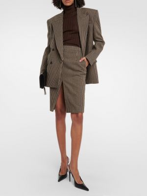 Шерстяная юбка-карандаш Saint Laurent коричневая
