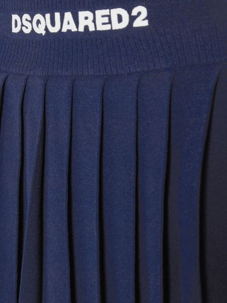 Jupe courte en viscose en tricot plissé Dsquared2 bleu