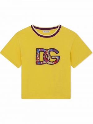 Paisley brodert t-skjorte for jenter Dolce & Gabbana Kids gul