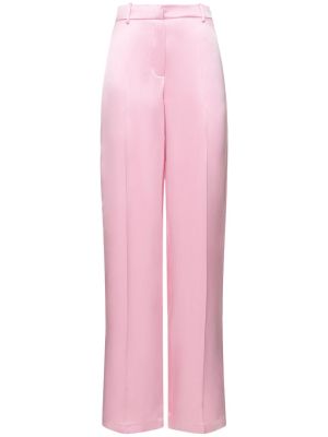 Jedwabne satynowe proste spodnie Magda Butrym różowe