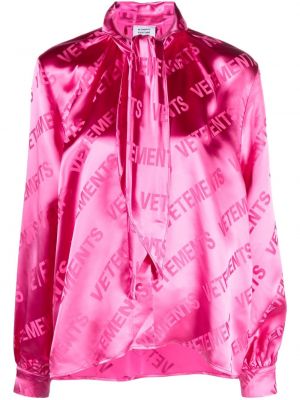 Жакардова сатенена блуза Vetements розово